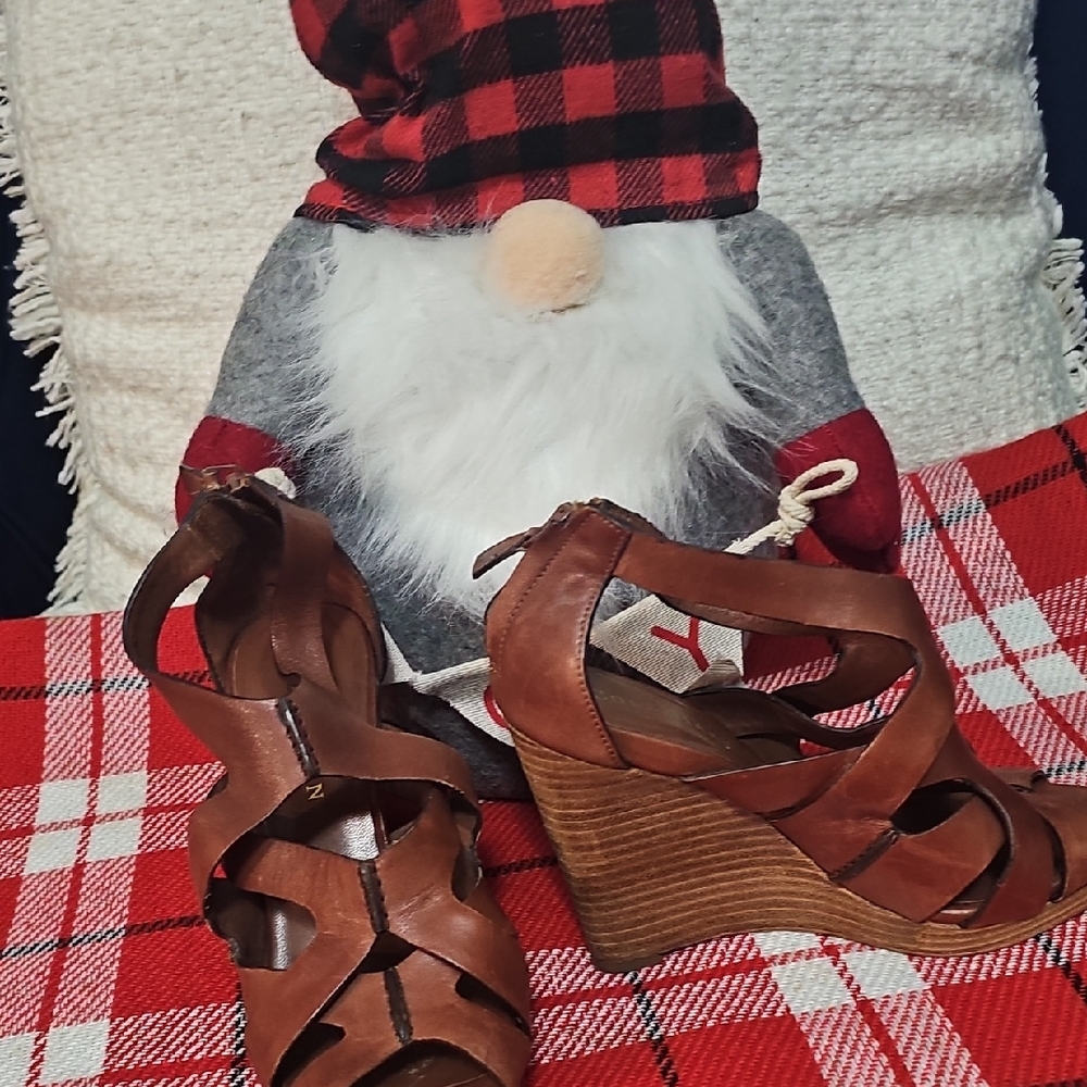 Cole Haan Tan Leather Wedge Sandals